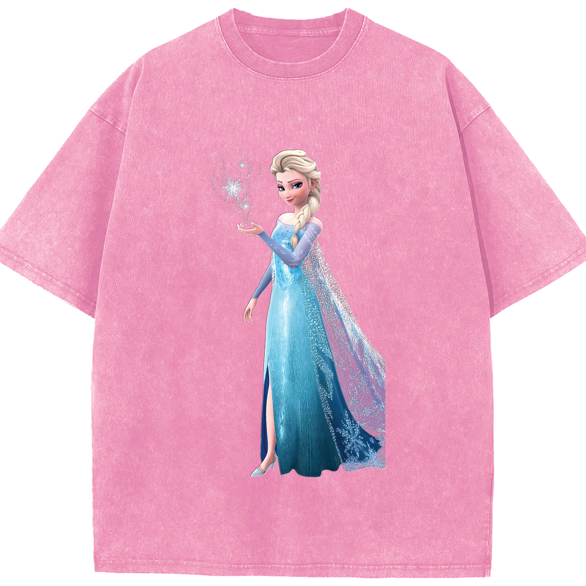 （画像用） アナと雪の女王 アンナ エルサ Frozen Anna Elsa 綿100% ヴィンテージ風 半袖Tシャツ（フロントプリント）